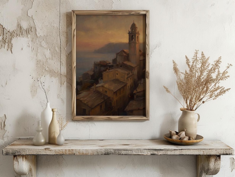 Coastal Village Sunset Print