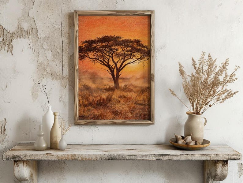 African Savanna Sunset Print