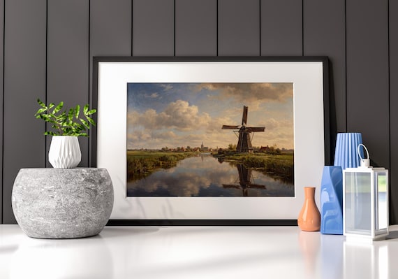 Dutch Windmill Canal Print