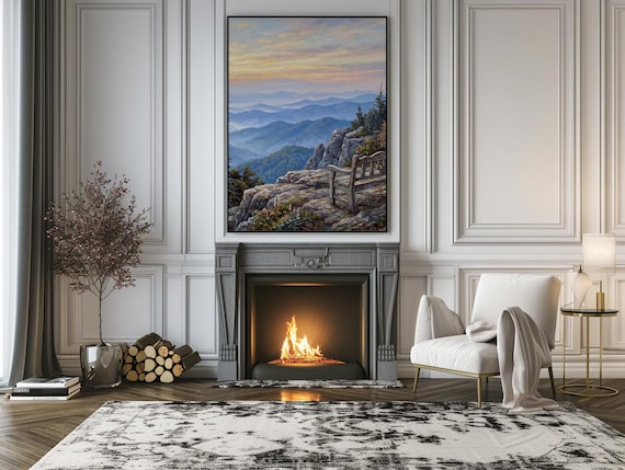Mountain Overlook Bench Print