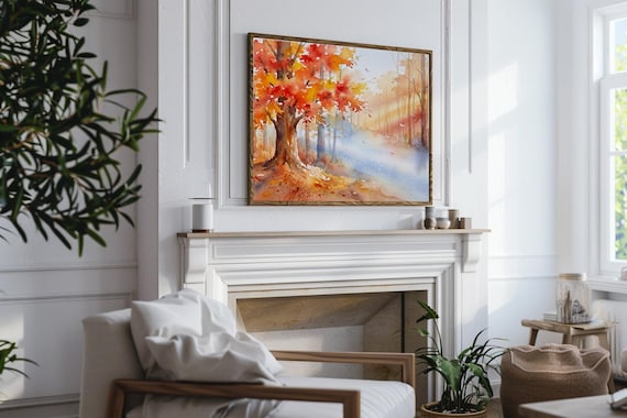 Thanksgiving Autumn Forest Watercolor Print