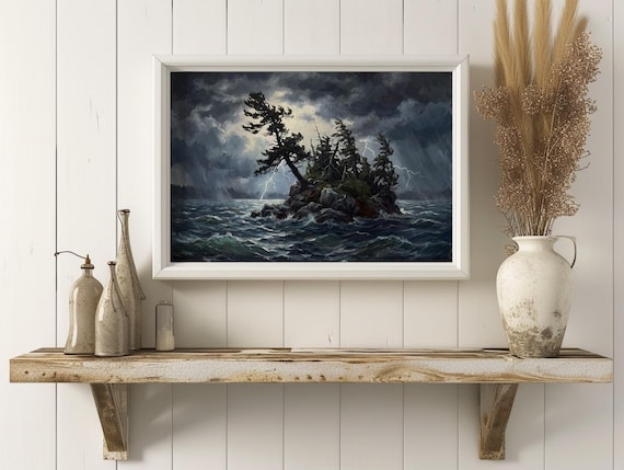 Halloween Stormy Lake Island Print