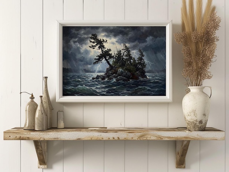 Halloween Stormy Lake Island Print
