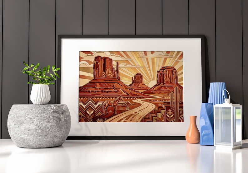 Art Deco Desert Landscape Print