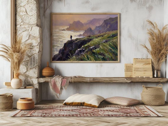 Coastal Cliff Oil Painting Print