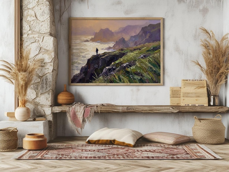 Coastal Cliff Oil Painting Print