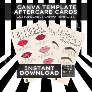 Lip Blush Aftercare Powder Brow Aftercare Instant Download Canva Template Permanent Makeup Artist Canva Customizable Download Personalized