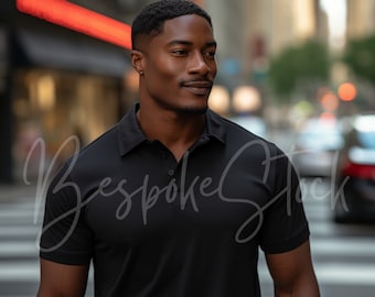 Mockup zwart poloshirt, zakelijk poloshirt, sjabloon blanco poloshirt