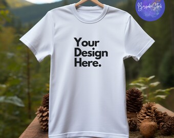 Bella Canvas 3001 buiten, platliggend mockup, buitenmodel, Bella Canvas 3001 wit, digitale download