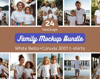 Family Matching Shirt Mockup Bundle, Family T-Shirt Mockup, Mommy and Me Mockup, Dad Mockup, Bella Canvas Mock Up, 3001, Group Mockup