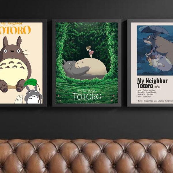 3x My Neighbour Totoro 1988 • Studio Ghibli Poster Prints • Digital Download • Custom Gifts • Hayao Miyazaki • Canvas Wall Art • Room Decor•