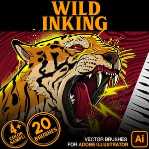 Brushes for Adobe Illustrator,  Wild Inking - Sharp Stroke & Thick Tip Brushes, Inking Brushes Set -  Lightning Brushes - artistic strokes