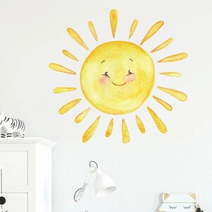 Cartoon geschilderde zon muurstickers - zelfklevende decoratieve muurstickers voor kinderen slaapkamer, kinderkamer, veranda huis achtergronddecor