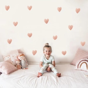 Cartoon roze hart muurstickers voor meisjeskamer – 3D verwijderbare vinylstickers voor babykamer, babykamer en huisdecoratie