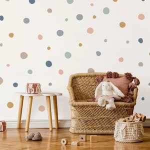 Boho Colorful Polka Dots Nursery Wall Decals Children Wall Stickers, Removable Kids Bedroom Wall Decor, Home Interior Decoration for Kids