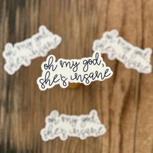 Herregud, hon är galen klistermärke / Vattenflaskklistermärke / Vattentätt klistermärke / Laptopklistermärke / Låttexter