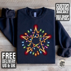 Gothic Christmas Pentagram Sweatshirt, Santa Summoning Xmas Jumper, Santa Worship Christmas Jumper