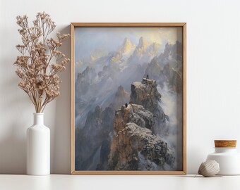 Printable Climbing Wall Art, Printable Mountain Landscape, Rock Climbing Art, Digital Download, Digital Prints, Printable Mountain Painting