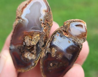 Unique Malawi Alimajo Agate Pair:  Cut and polished by me.