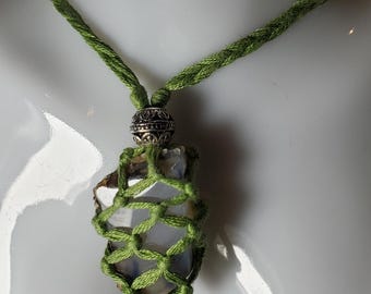 Montana Moss Agate Macrame Necklace: Freeform Agate, adjustable up to 20"