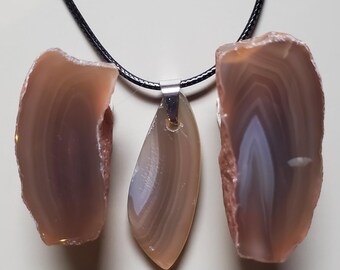 Swazi Mozambique Agate Nodule Pair with Pendant Necklace
