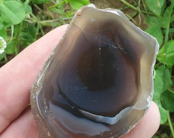 Botswana Agate Half Nodule, Polished Face, Rough Back