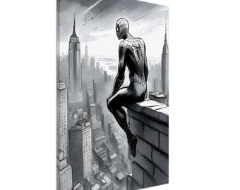 Spider-Man: Limited Edition Black & White Comic Canvas (Only 50 Available) – 70x100cm