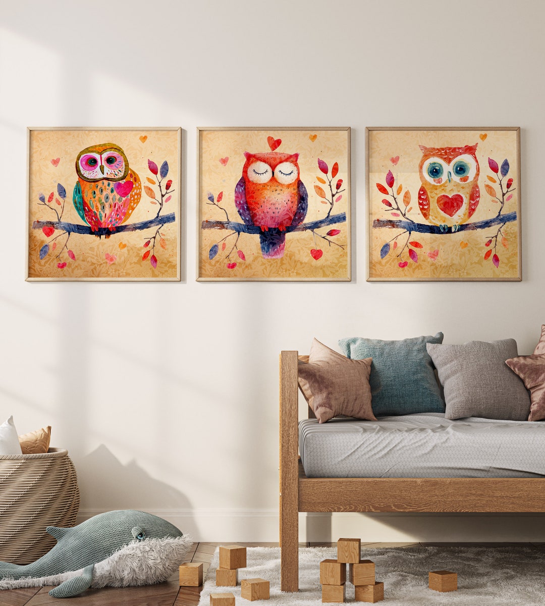 Owl Nursery Wall Decor Set of 3 - Owl Printable Nursery Decor ...