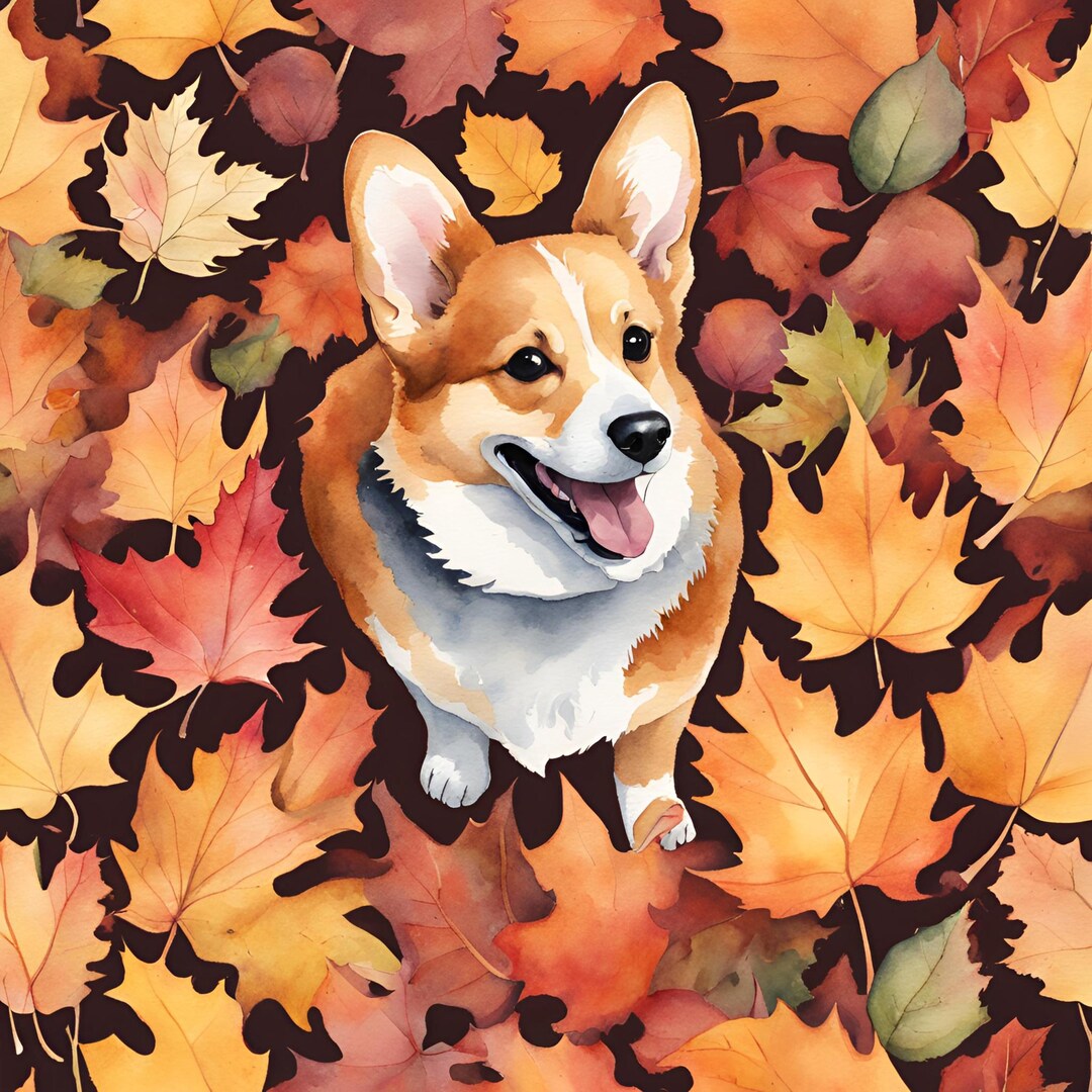 Corgi Autumn Digital Download, Cute Corgi Artwork, Corgi Lover, Fall ...