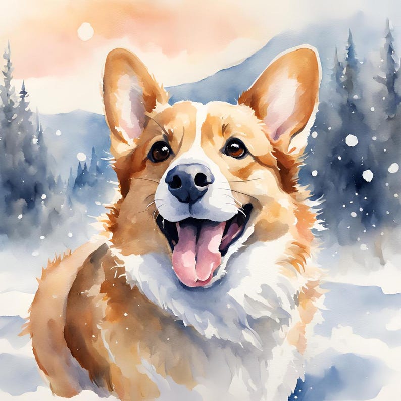 Corgi Christmas Digital Download, Cute Corgi Artwork, Corgi Lover ...