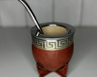 Yerba Mate Gourd - Leather Mate Cup - Smooth Ferrule Imperial Model - Mate Bombilla