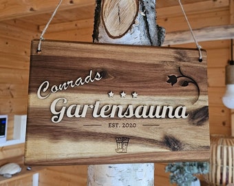 Wooden sauna sign (free shipping within Germany)