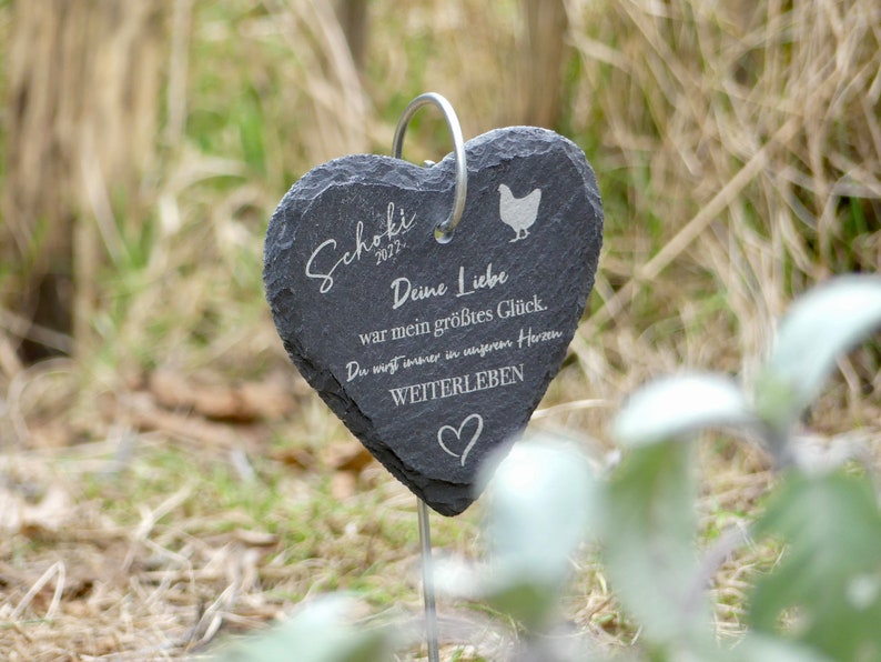 Memorial plaque, grave marker, slate heart free shipping within Germany image 3