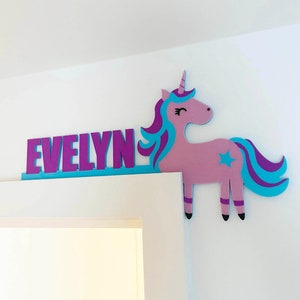 Unicorn Name Corner Door Sign, Kids Wall Name Plaque, Gift Baby Personalise Sign, Cartoon Made to Order Home Decor Wall Sign, Custom Made
