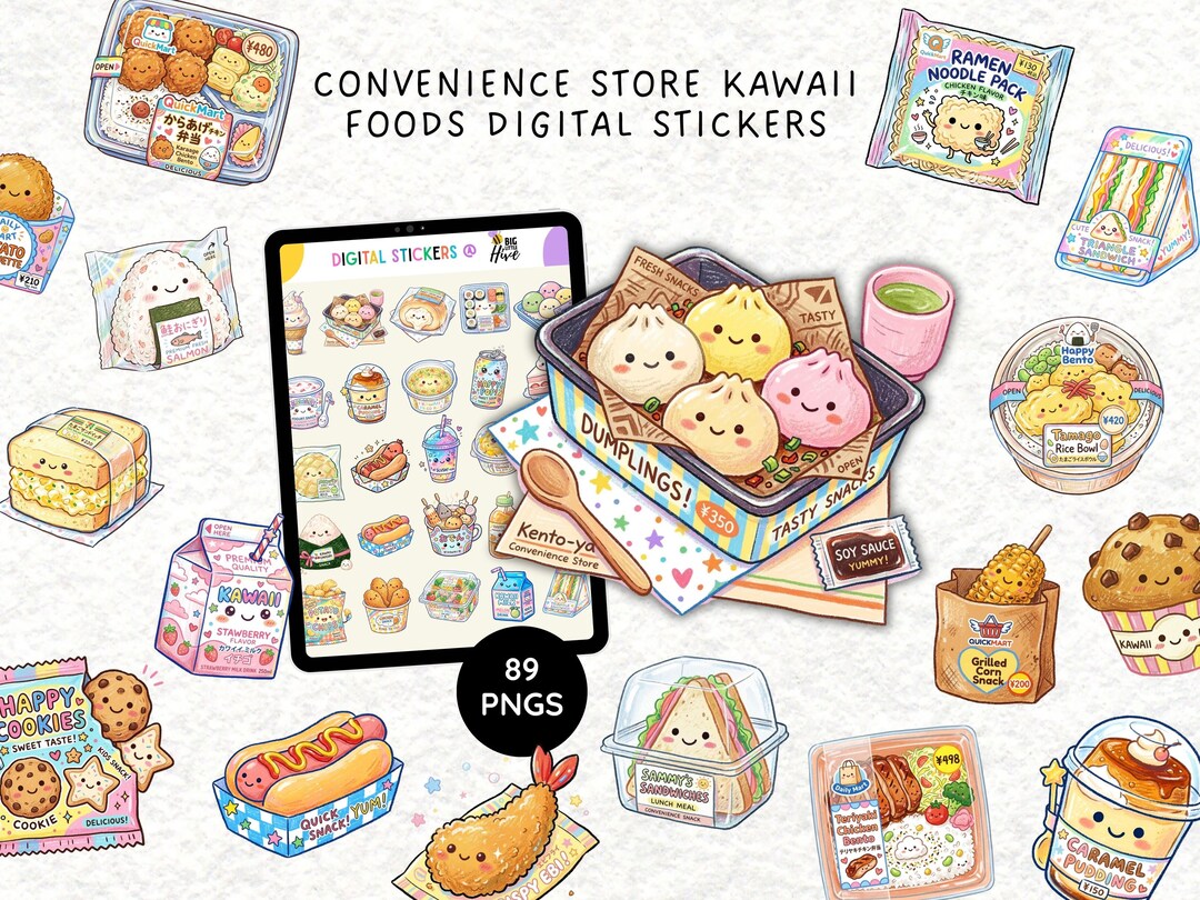 Convenience Store Kawaii Food Digital Stickers Goodnotes, Cute Konbini ...