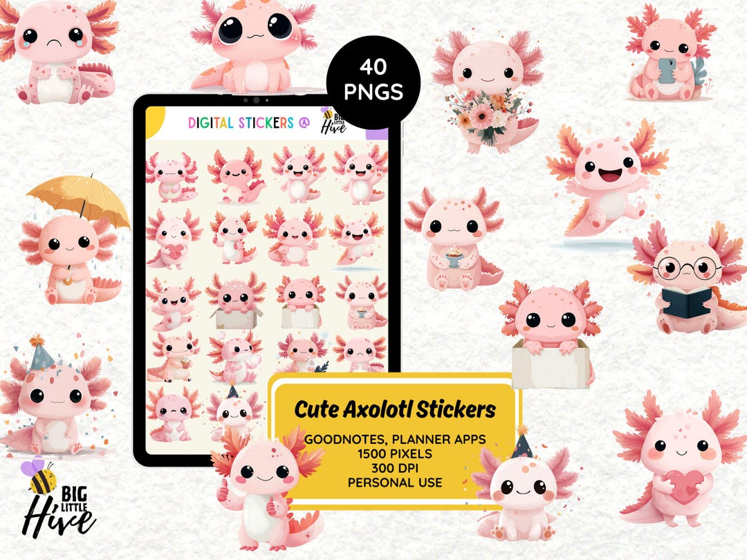 Cute Onenote Axolotl Digital Stickers for Goodnotes, Onenote, Notability | Cute ...