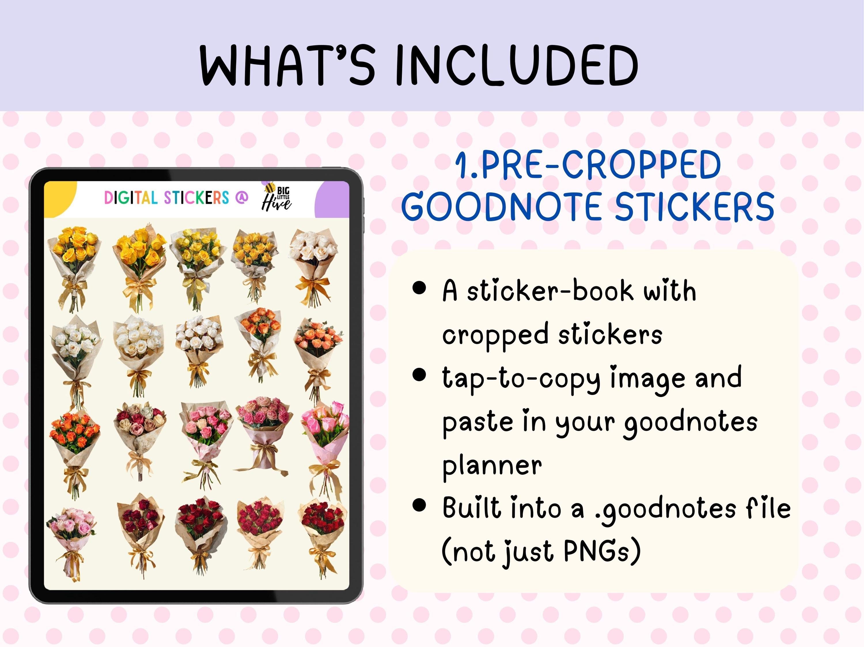 Rose Bouquet Digital Stickers | Cute Planner Stickers for Goodnotes ...