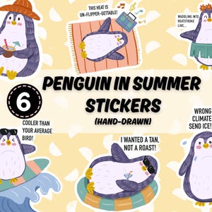Penguin in Summer Stickers | Cute Tropical Penguin Clipart PNG for GoodNotes, Planners, Journals, Printables and Mug Designs