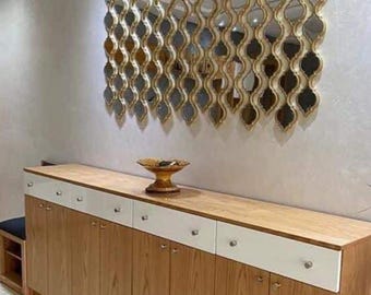 3 Pieces Decorative Mirror - Wooden Mirror - Wall Decoration - Mirror, Oriental Wall - Artistic Mirror