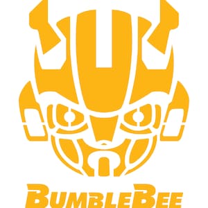 May include: A yellow silhouette of Bumblebee's head from the Transformers franchise. The logo "BUMBLEBEE" is written in yellow below the image.
