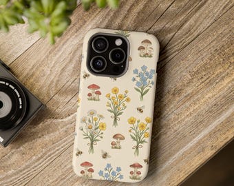 Wildflower & Mushroom Cottage Core Pattern Phone Case