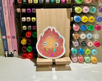 Studio Ghibli Inspired Howl's Calcifer Holographic Vinyl Decal for Laptop Journal