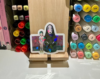 Studio Ghibli Inspired Chihiro and No Face Holographic Vinyl Decal for Laptop Journal