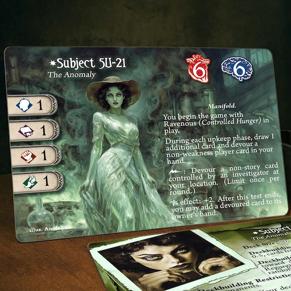 Sujeto 5U-21 (Borde Brillante) - Compatible con Arkham Horror LCG - Personalizada - Arte completo - Carta de investigador estilo promocional