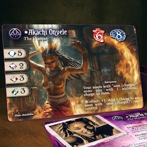 Akachi Onyele (Glitter Edge) - Compatibile con Arkham Horror LCG - Carta Investigatore Personalizzata - Full-Art - Stile Promo