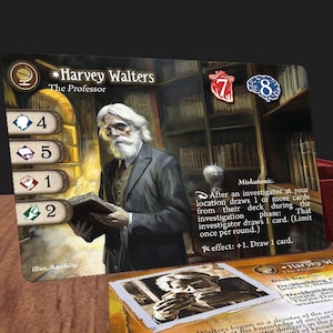 Harvey Walters (bordure pailletée jaune) - compatible avec Arkham Horror LCG - Personnalisé - Carte d'enquêteur entièrement illustrée
