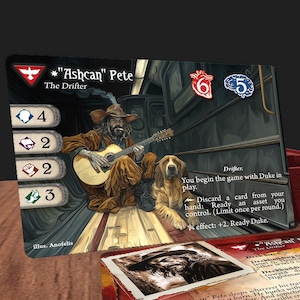 Ashcan Pete (bord scintillant) - compatible avec Arkham Horror LCG - Custom - Full-Art - Promo Style Investigator Card