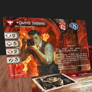 Darrell Simmons (bord scintillant) - compatible avec Arkham Horror LCG - Custom - Full-Art - Promo Style Investigator Card