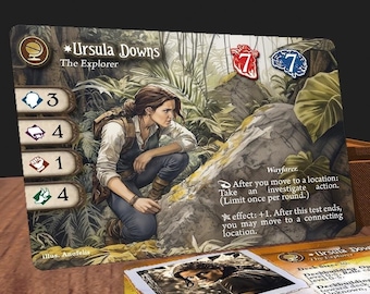 Ursula Downs (Yellow Glitter Edge) - compatible with Arkham Horror LCG - Custom - Full-Art Investigator card