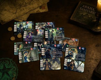 Rogue Full Serie (12x Karten - Glitzerkanten) - Kompatibel mit Arkham Horror LKG - Custom - Full-Art - Promo Style Ermittler Karte